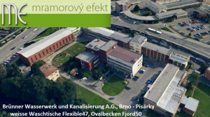 Brünner Wasserwerk und Kanalisierung A.G., Brno - Pisárky, weisse Waschtische Flexible47, Ovalbecken Fjord50